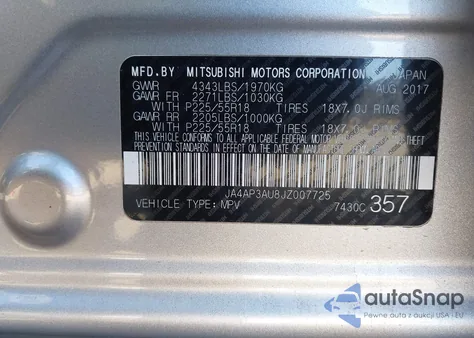 2018 Mitsubishi Outlander Sport 2.0 Es/2.0 Le from USA, damaged, VIN JA4AP3AU8JZ007725